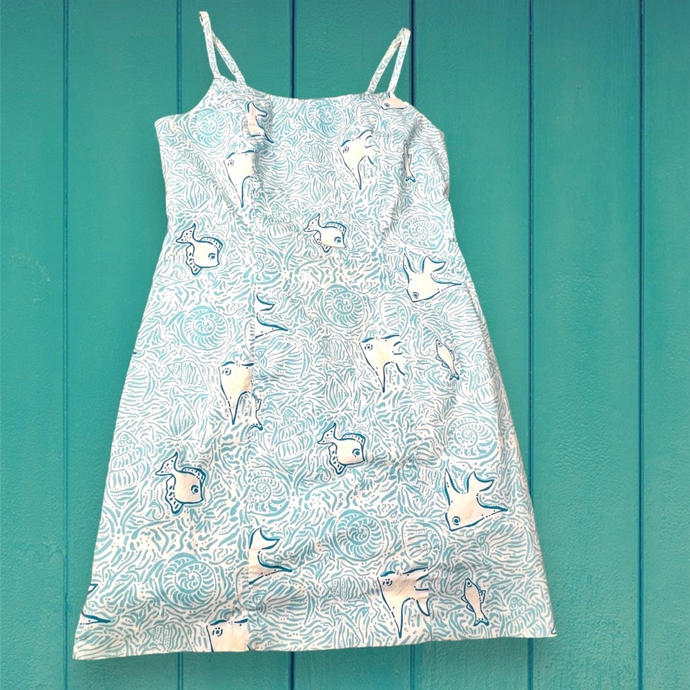 Vintage White Label Lilly Pulitzer Sundress Glow in the Dark Fish Fabric
